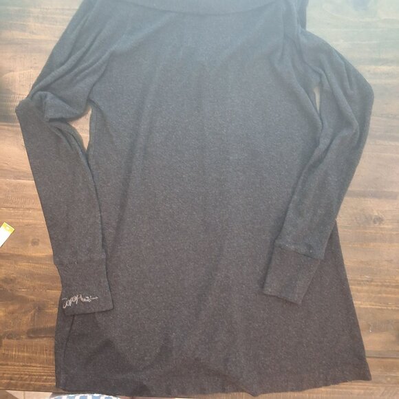 Cop Copine Long-Sleeve Black Cowl Neck Tunic Top Pleated Front Cotton Blend Siz - Picture 5 of 8